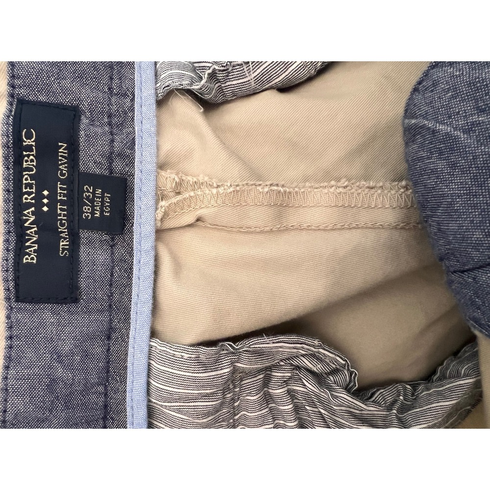 Banana Republic Gavin Straight Fit Chinos Mens 38x32 Khaki Tan 100% Cotton Pants - Picture 7 of 15